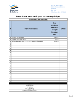 Bordereau de soumission - site web de la Ville de Sainte-Anne