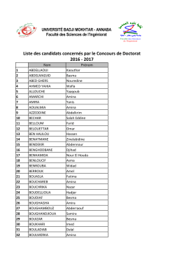 Liste des candidats concern&eacute;s par le concours
