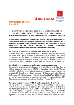 Téléchargez le communiqué de presse - L`ADEME en Île-de