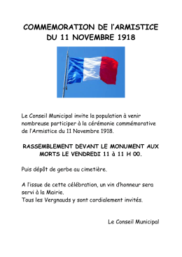 COMMEMORATION DE l`ARMISTICE DU 11