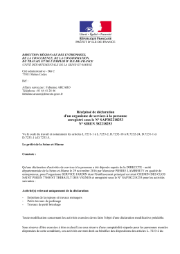 R&eacute;c&eacute;piss&eacute; de d&eacute;claration d`un organisme de services &agrave; la personne