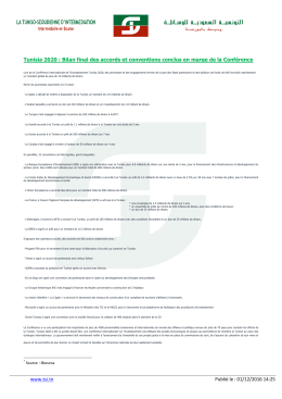 www.tsi.tn Publié le : 01/12/2016 14:25 Tunisia 2020 : Bilan final des