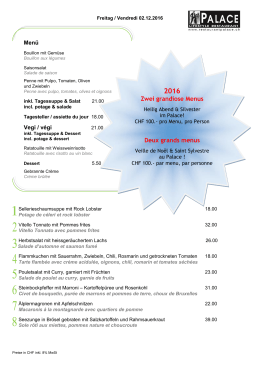 Zwei grandiose Menus Deux grands menus