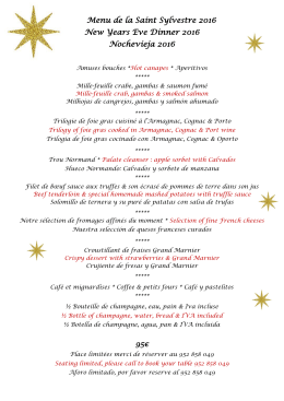 Menu de la Saint Sylvestre 2016 New Years Eve Dinner 2016