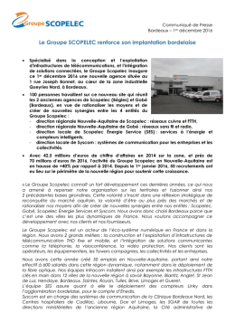 COMMUNIQU&Eacute; DE PRESSE