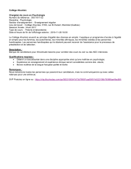 Collège Ahuntsic - Ordre des Psychologues du Québec