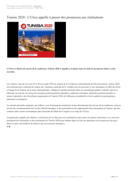 Tunisie 2020 : L`Utica appelle à passer des promesses