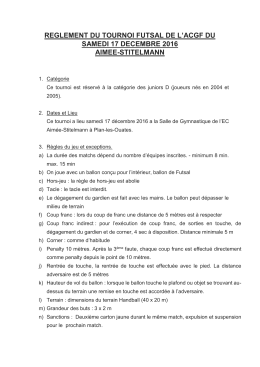 Nouveau Réglement du tournoi