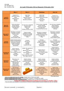 Menu du 26 Decembre au 01 Janvier 2017