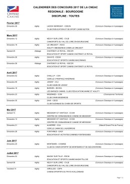 calendrier des concours 2017 de la cneac regionale : bourgogne