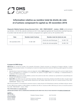 Information relative au nombre total de droits de vote et