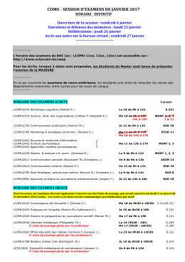 COMU -‐ SESSION D`EXAMENS DE JANVIER 2017