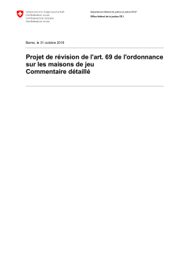 Projet de r&eacute;vision de l`art. 69 de l`ordonnance sur les