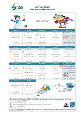 Menu du mois de janvier - Watermael