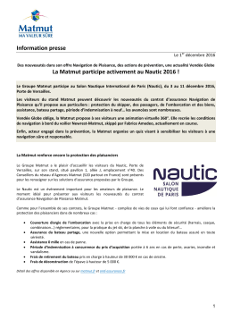 Information presse La Matmut participe activement au Nautic 2016 !
