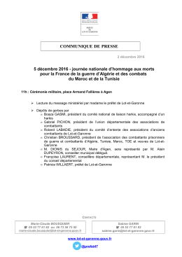 programme de la cérémonie - Lot-et