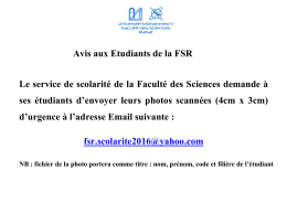 Avis aux Etudiants de la FSR
