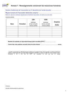 Annexe 1 : Renseignements concernant les ressources humaines