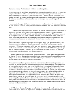 Mot du pr&eacute;sident 2016