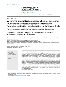 Mesurer la stigmatisation perçue : traduction française, validation et