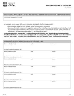 annexe au formulaire de candidature