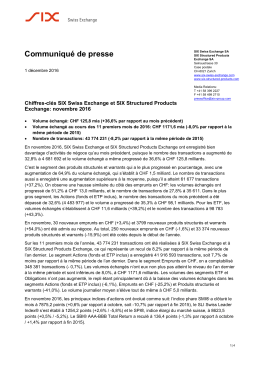novembre 2016 - SIX Swiss Exchange