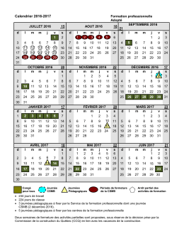 Calendrier 2016-2017