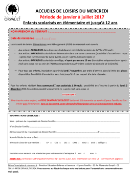 inscriptionaccueils de loisirs du mercredi