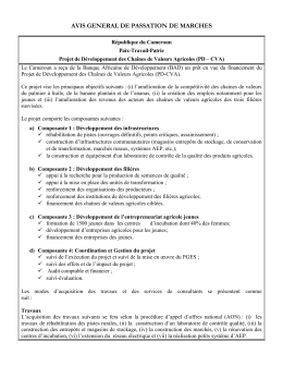 AVIS GENERAL DE PASSATION DE MARCHES