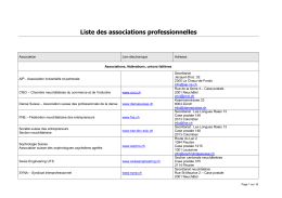 Liste des associations professionnelles