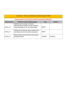 Laboratoire : Chimie et Modélisation Mathématiques (CMM