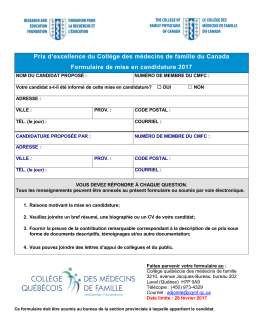 Prix d`excellence - Collège québécois des médecins de famille
