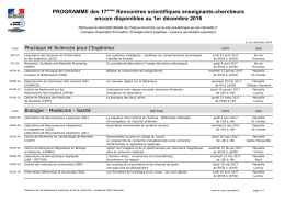 PROGRAMME des 17èmes Rencontres scientifiques enseignants