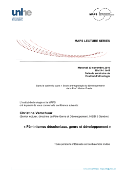 Christine Verschuur « Féminismes décoloniaux, genre et