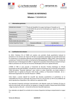 Termes de référence du projet