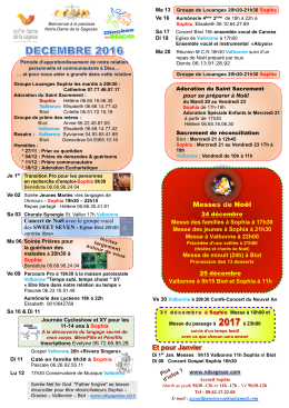 calendrier du mois - Paroisse Notre Dame de la Sagesse