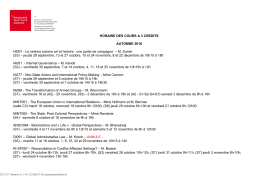 Horaire des cours &agrave; 3 cr&eacute;dits - Graduate Institute of International and