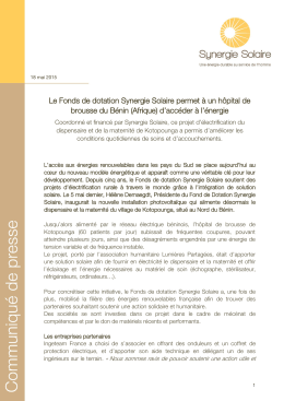 Synergie Solaire &ndash; Une &eacute;nergie durable au service de l`homme