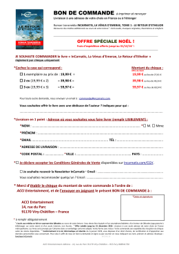 Bon de commande du roman InCarnatis (tome 1) offre de No&euml;l jusqu