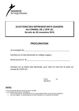 Formulaire de procuration