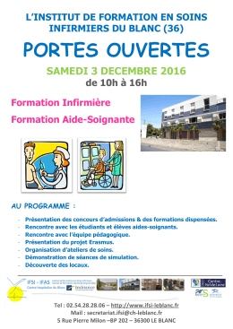 portes ouvertes - Institut de Formation en Soins Infirmiers