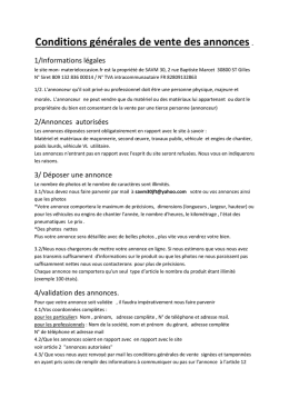 Conditions g&eacute;n&eacute;rales de vente des annonces.
