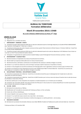 Ordre du jour du bureau de territoire du 29 novembre 2016