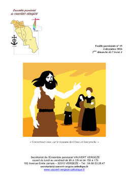 Feuille paroissiale n&deg; 15 4 d&eacute;cembre 2016 2 dimanche de l