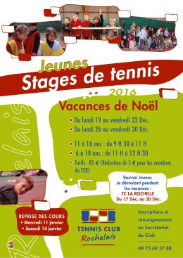 Vacances de Noël - Tennis Club Rochelais