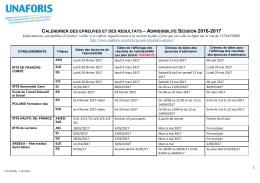 Calendrier des épreuves