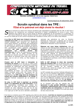 Scrutin syndical dans les TPE - Conf&eacute;d&eacute;ration nationale du travail