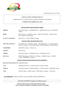 CONVOCATION U14 CPS 2 NORD EST GD CLERMONT 16-17