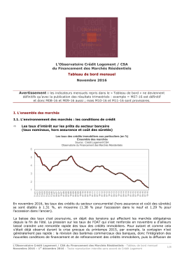 L`Observatoire Crédit Logement / CSA du Financement des Marchés