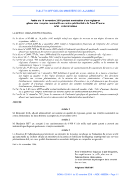 Arrêté du 14 novembre 2016 - Justice / Textes et réformes